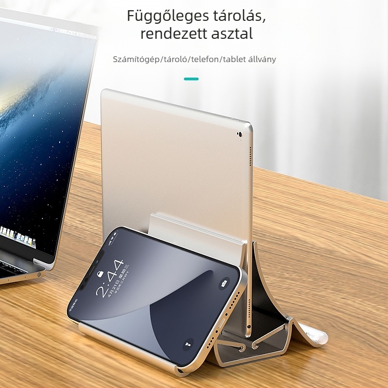 Laptop függőleges állvány gravitációs tárolóval, függőleges asztali tartó hűtő támogatással, modell Gravity bracket, súly 371 g