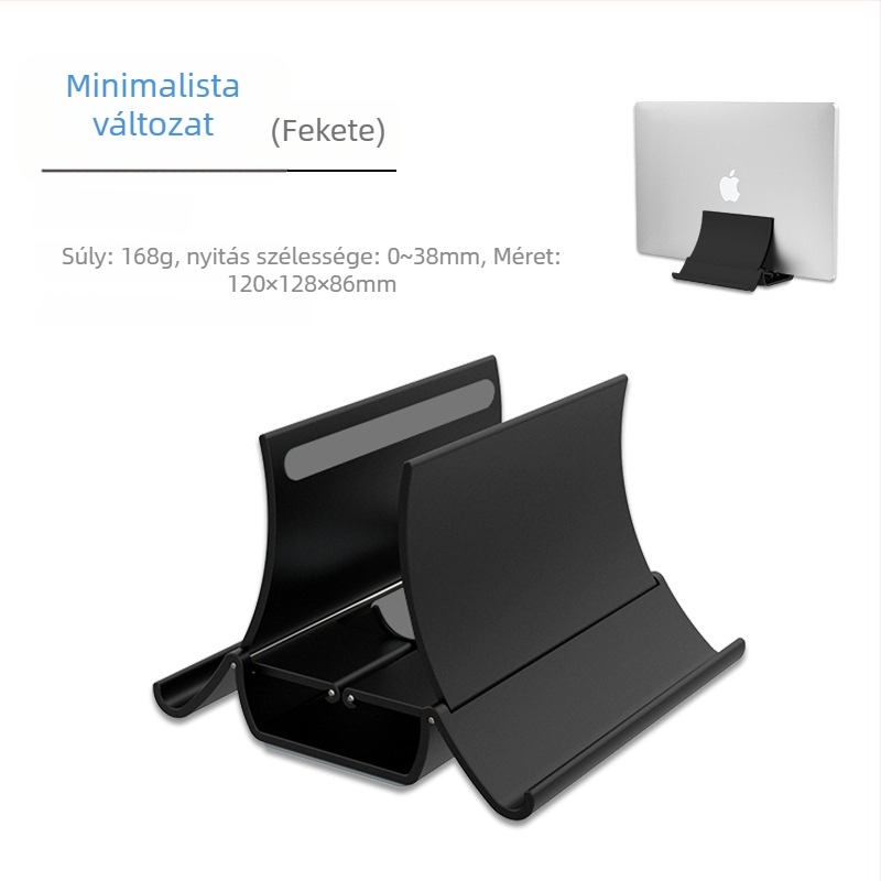 Laptop függőleges állvány gravitációs tárolóval, függőleges asztali tartó hűtő támogatással, modell Gravity bracket, súly 371 g