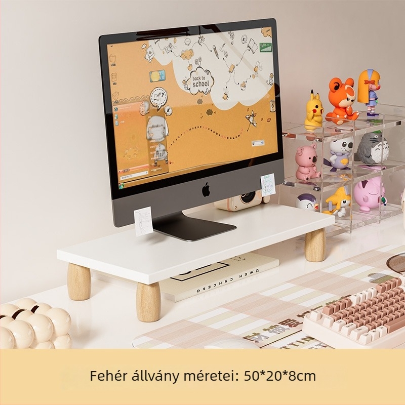 Asztali monitorállvány felemelt tárolóval - 1 réteg, sűrített fa lemez, asztali telepítés