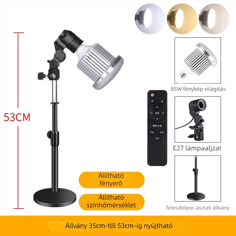 85W LED töltőfény élő közvetítéshez és fényképezéshez, 220V, LED forrás, E14 foglalat, 3m hatótáv