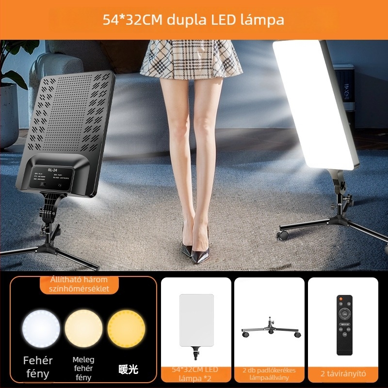 Könnyen hordozható fotózási fény, dimmelhető, állítható színhőmérséklet és fényerő, önálló tápellátás nélkül