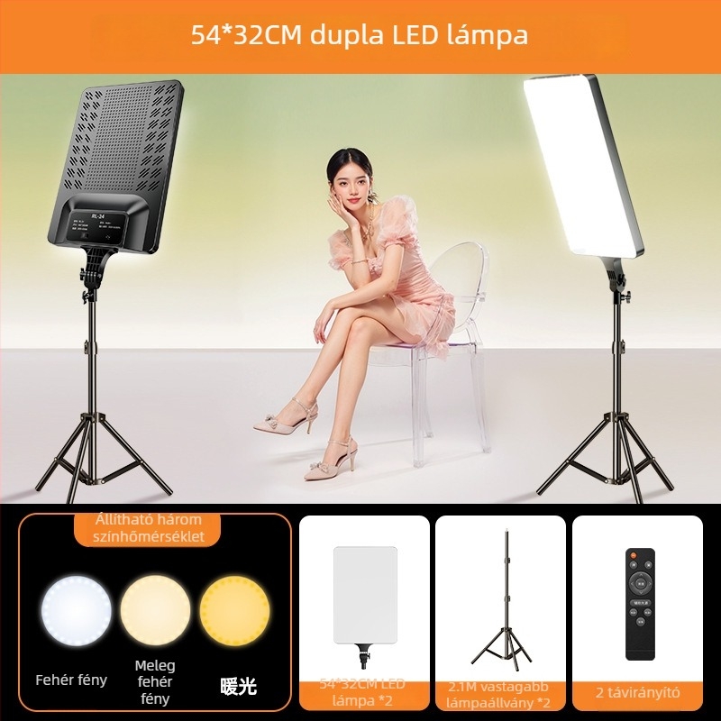 Könnyen hordozható fotózási fény, dimmelhető, állítható színhőmérséklet és fényerő, önálló tápellátás nélkül