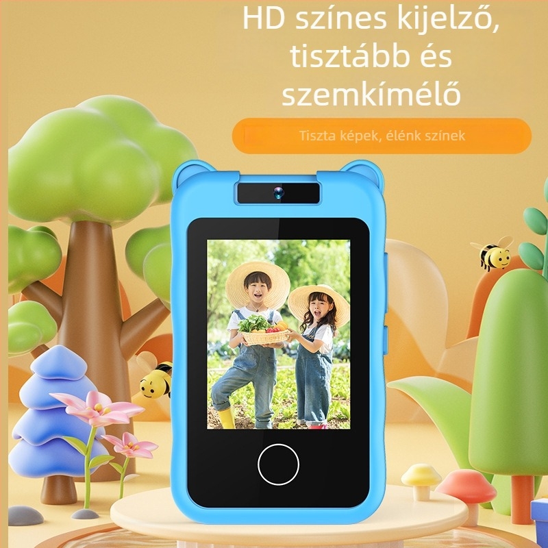 Gyerekek digitális kamera, mobil-stílusú design, fordítható kivitel, 24MP fotók, TF-kártya támogatás