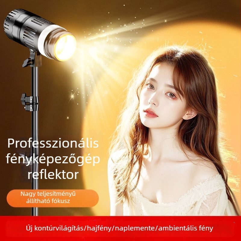 Élő közvetítéshez tervezett szépségfény, hajtöltő fény, fókusz- és kontúrfény, multi‑színű színhőmérséklet, független tápegység, fényerő szabályozható