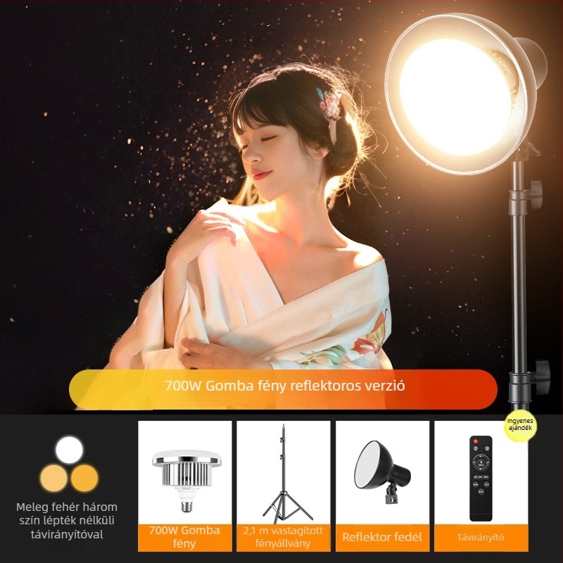 Élő közvetítéshez tervezett szépségfény, hajtöltő fény, fókusz- és kontúrfény, multi‑színű színhőmérséklet, független tápegység, fényerő szabályozható