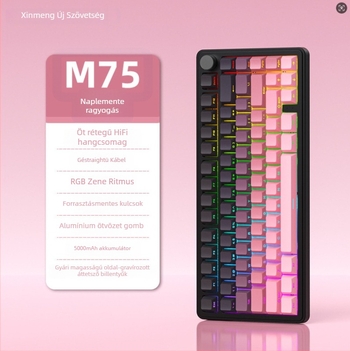 Játékbillentyűzet, vezeték nélküli, mechanikus kapcsolók, RGB háttérvilágítás, vízálló