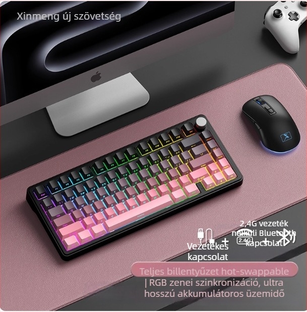 Játékbillentyűzet, vezeték nélküli, mechanikus kapcsolók, RGB háttérvilágítás, vízálló