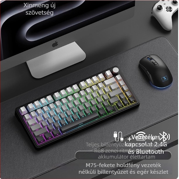Játékbillentyűzet, vezeték nélküli, mechanikus kapcsolók, RGB háttérvilágítás, vízálló