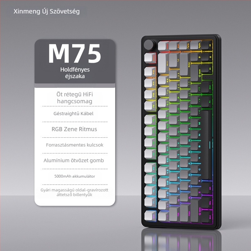 Játékbillentyűzet, vezeték nélküli, mechanikus kapcsolók, RGB háttérvilágítás, vízálló