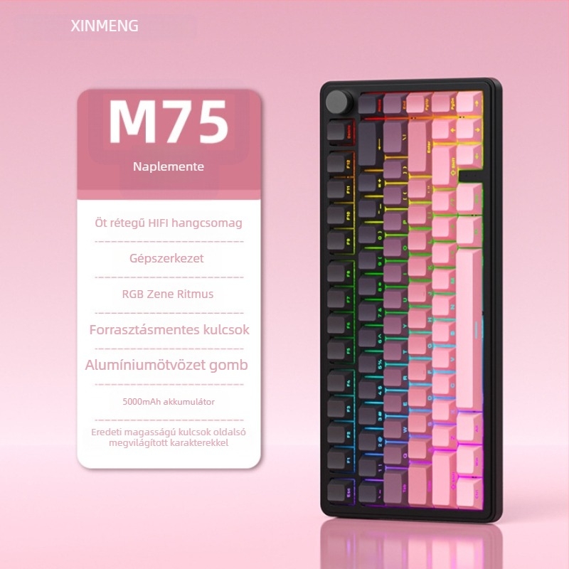 Játékbillentyűzet, vezeték nélküli, mechanikus kapcsolók, RGB háttérvilágítás, vízálló