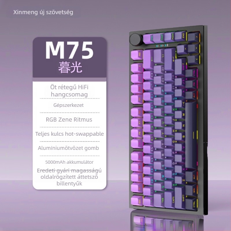 Játékbillentyűzet, vezeték nélküli, mechanikus kapcsolók, RGB háttérvilágítás, vízálló
