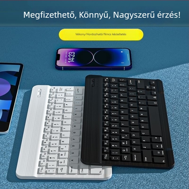 Bluetooth billentyűzet iPadhez, telefonhoz, tabletához és laptophoz – hordozható, újratölthető vezeték nélküli billentyűzet