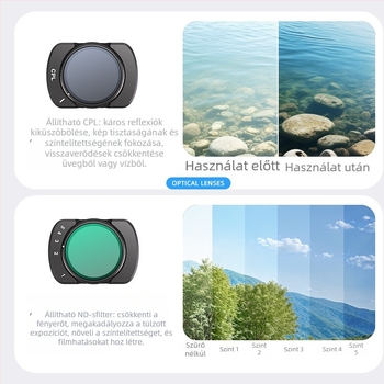 Pocket3 kamera szűrő – fém+üveg, dobozban, kompatibilis Pocket3-mal