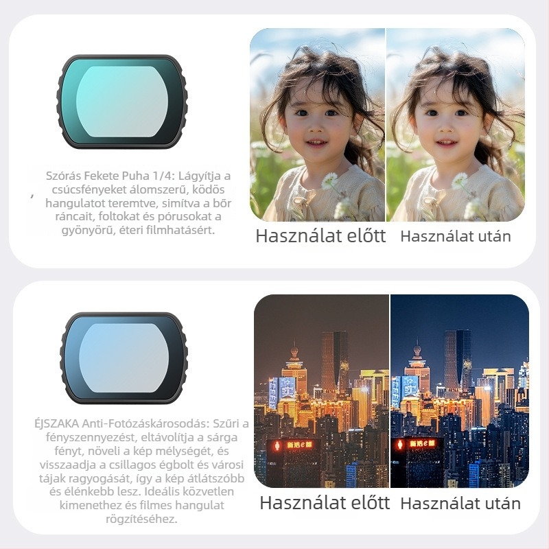 Pocket3 kamera szűrő – fém+üveg, dobozban, kompatibilis Pocket3-mal