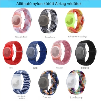 AirTag védőtok nylon fonott kivitel, TPU anyag, kézzel készített puha tokkal