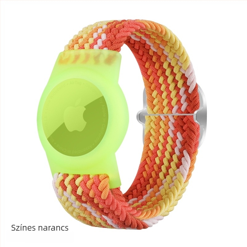 AirTag védőtok nylon fonott kivitel, TPU anyag, kézzel készített puha tokkal