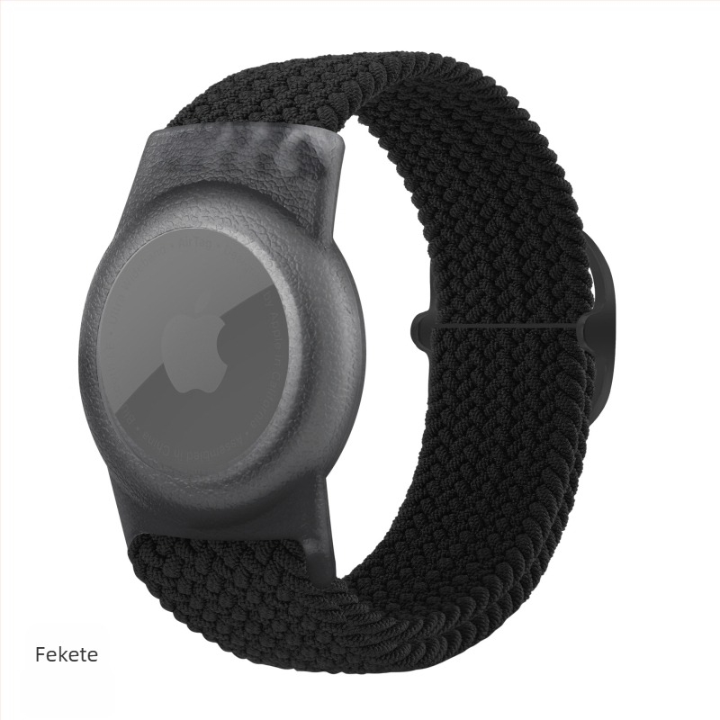 AirTag védőtok nylon fonott kivitel, TPU anyag, kézzel készített puha tokkal