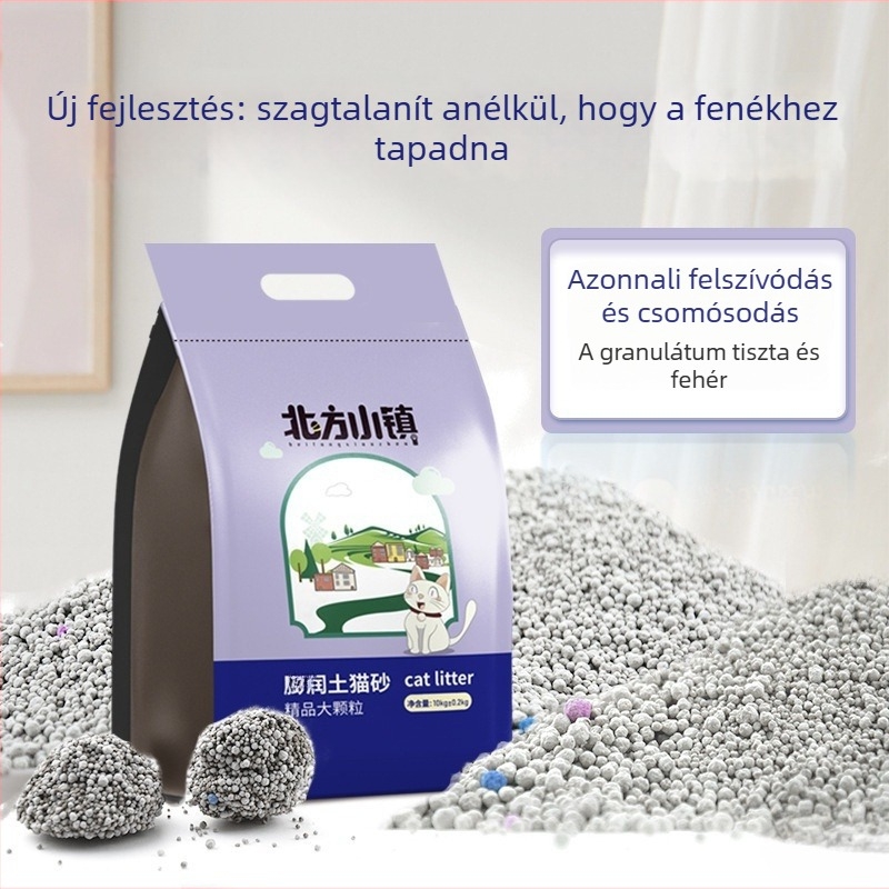 Kis szemű macskaalmom citromos illattal, bentonitos finomhomok, alacsony porzás, tapadásmentes aljzat, 5 kg