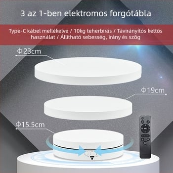 Háromfunkciós automata forgó ékszerkijelző állvány — ABS műanyag, kör alakú, dupla réteg, injektálással formázott