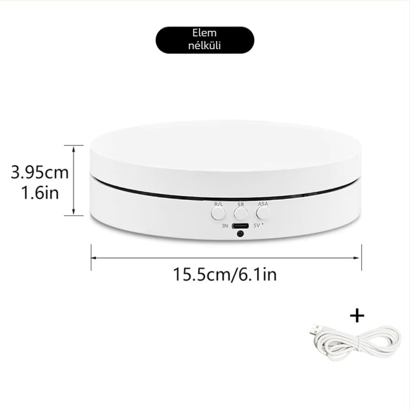 Háromfunkciós automata forgó ékszerkijelző állvány — ABS műanyag, kör alakú, dupla réteg, injektálással formázott