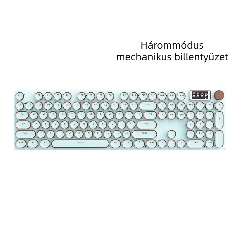 K74 mechanikus billentyűzet, 104 gomb, hárommódú csatlakozás, fehér kapcsolók, RGB háttérvilágítás