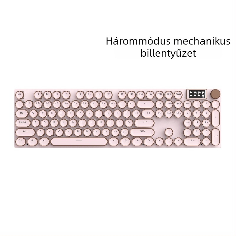K74 mechanikus billentyűzet, 104 gomb, hárommódú csatlakozás, fehér kapcsolók, RGB háttérvilágítás