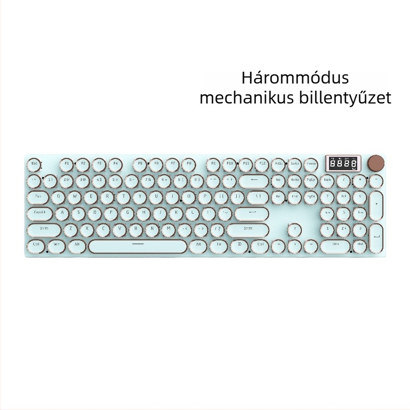 K74 mechanikus billentyűzet, 104 gomb, hárommódú csatlakozás, fehér kapcsolók, RGB háttérvilágítás