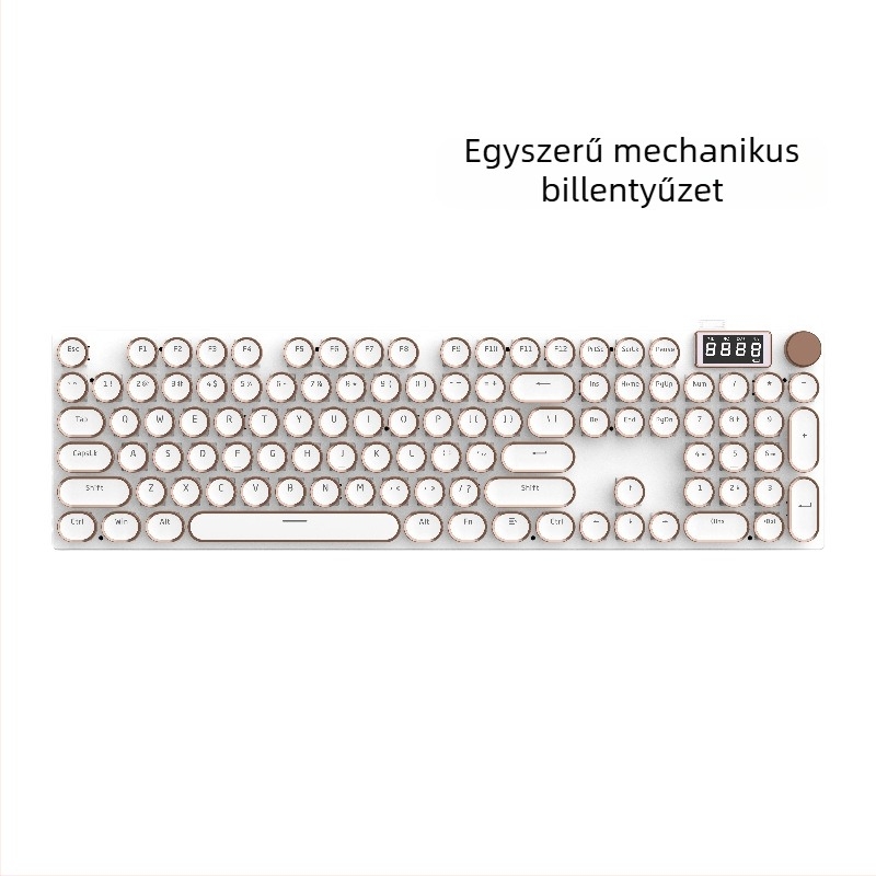 K74 mechanikus billentyűzet, 104 gomb, hárommódú csatlakozás, fehér kapcsolók, RGB háttérvilágítás