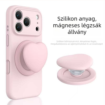 Teljes folyékony-szilíkonból készült szív alakú mágneses telefontartó, FG-85536; Apple-kompatibilis; mágneses rögzítés minden telefonhoz; testreszabás elérhető