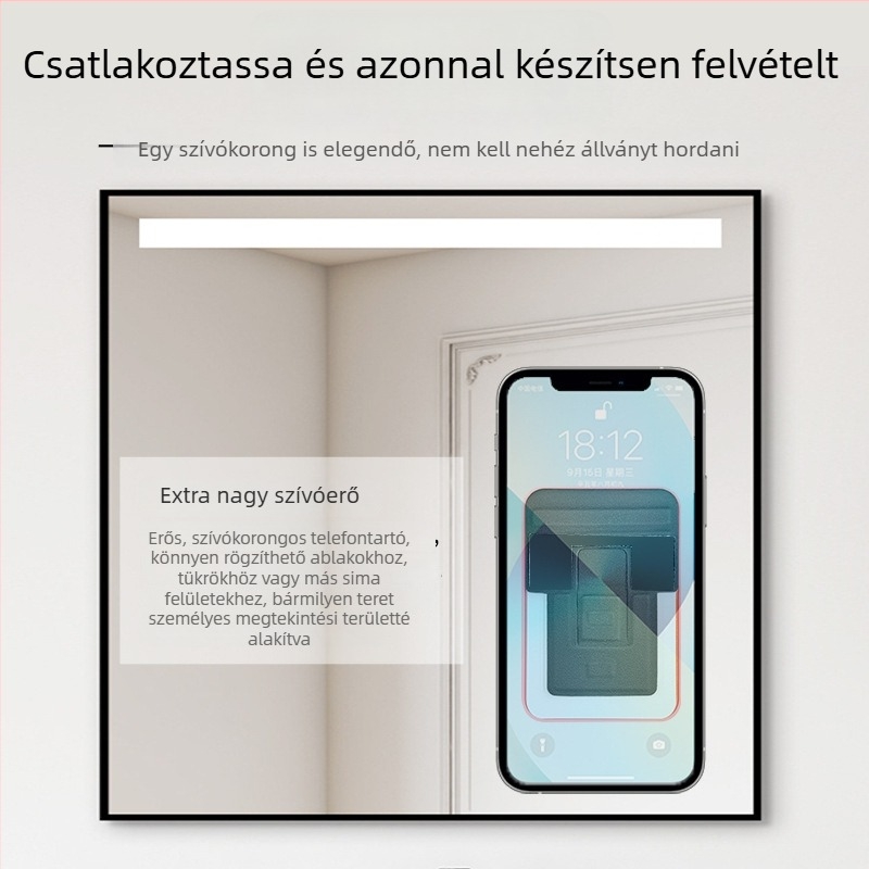 Bőr telefonállvány nagy vákuumos csésze és hátoldali öntapadós rögzítés – hordozható, univerzális