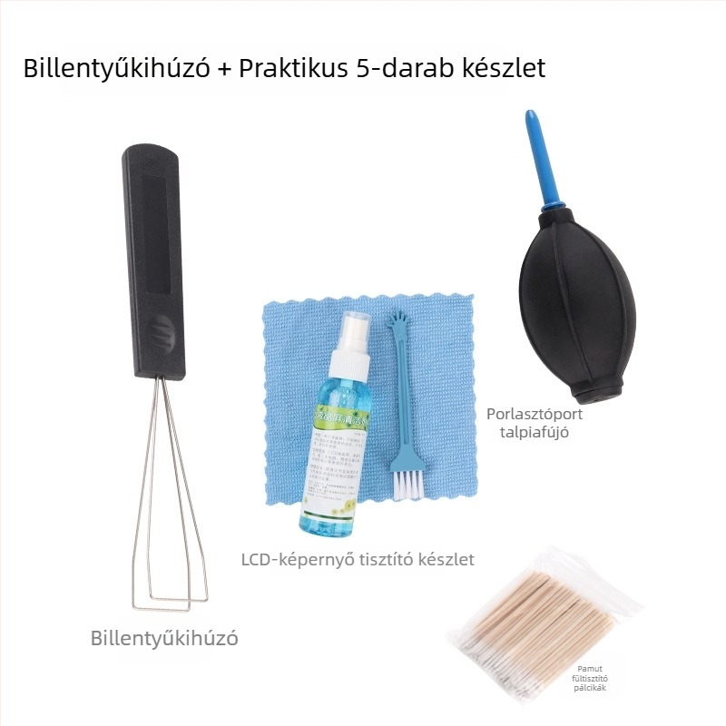 Mechanikus billentyűzet tisztító készlet kulcs- és tengelykihúzóval (tisztító eszközök a billentyűzet karbantartásához)