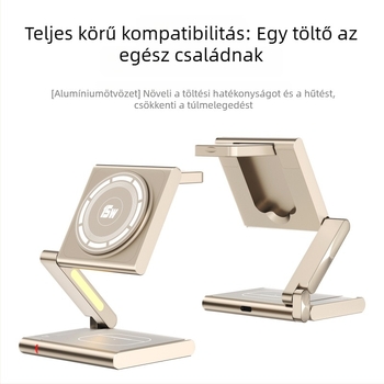Apple iPhone-hoz mágneses 3 az 1-ben vezeték nélküli töltő Qi2 PD gyors töltés, összteljesítmény 23W (telefon 15W / fülhallgató 5W / óra 2,5W)