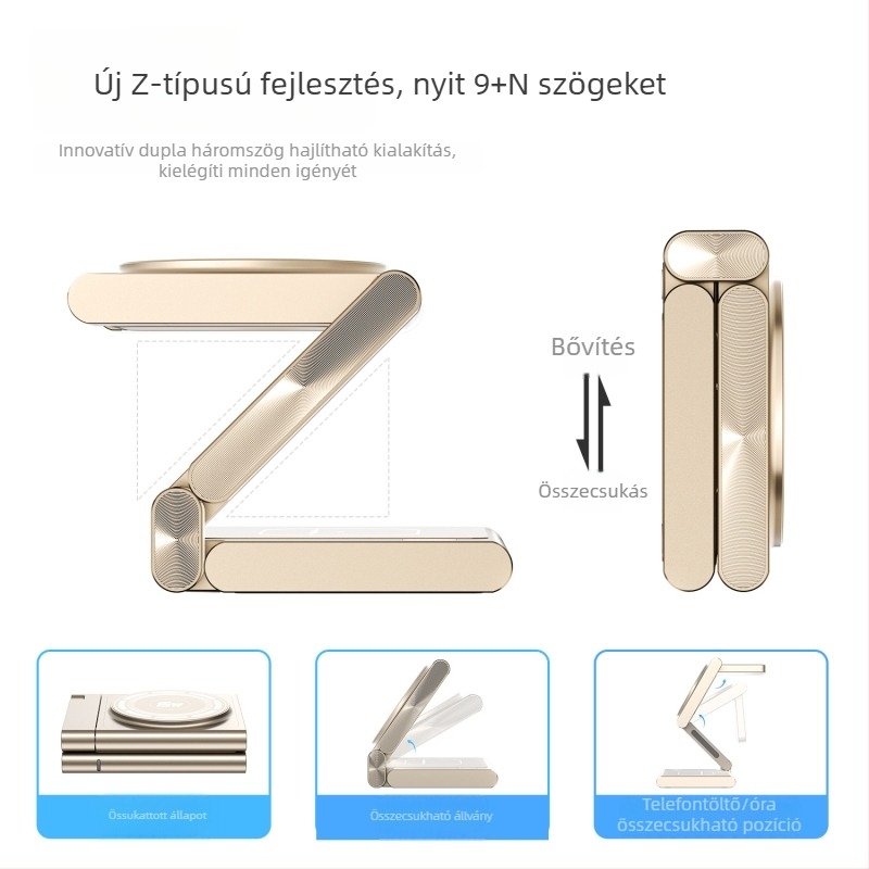 Apple iPhone-hoz mágneses 3 az 1-ben vezeték nélküli töltő Qi2 PD gyors töltés, összteljesítmény 23W (telefon 15W / fülhallgató 5W / óra 2,5W)