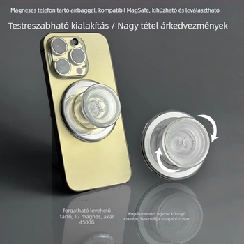 Snap-típusú mágneses telefon-tartó légzsákkal – Shoosheng; mágneses sorozat; univerzális kompatibilitás; PC-akril-mágnesgyűrű