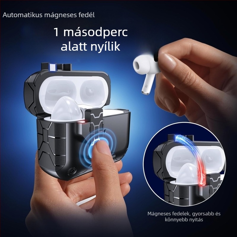 AirPods Pro tok Gen 2/3/4 — TPU+PC, teljes védelem, felület spray bevonattal