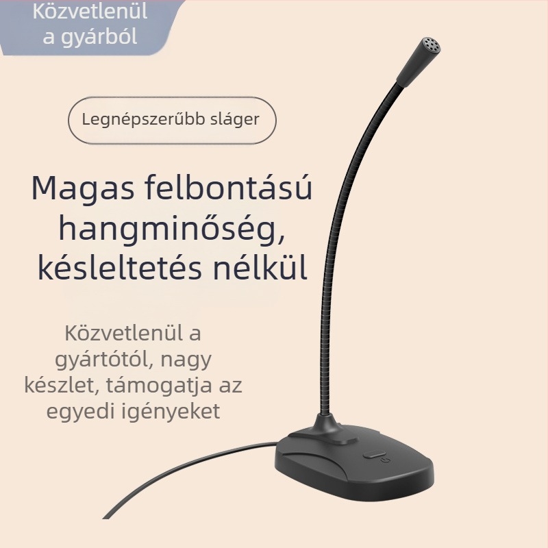 Asztali USB/3,5 mm-es mikrofon konferenciákhoz, játékokhoz és online órákhoz (M6 modell, frekvenciatartomány 20 Hz–20 kHz, SNR ≥60 dB)