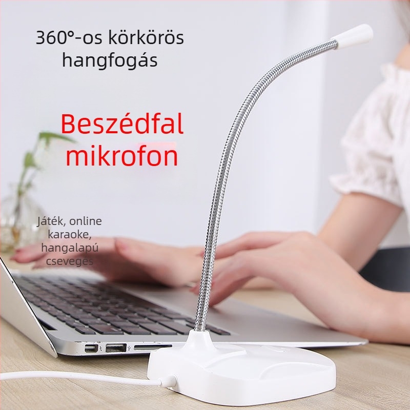 Asztali USB/3,5 mm-es mikrofon konferenciákhoz, játékokhoz és online órákhoz (M6 modell, frekvenciatartomány 20 Hz–20 kHz, SNR ≥60 dB)