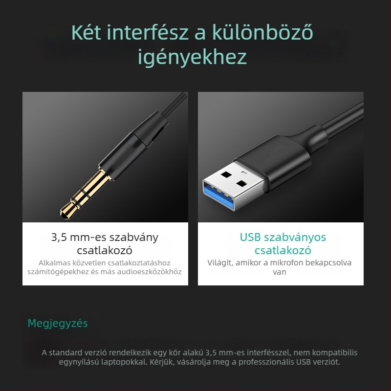Asztali USB/3,5 mm-es mikrofon konferenciákhoz, játékokhoz és online órákhoz (M6 modell, frekvenciatartomány 20 Hz–20 kHz, SNR ≥60 dB)
