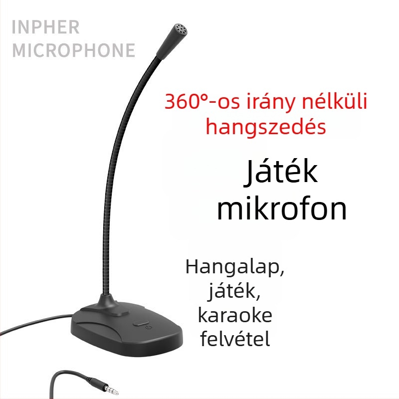 Asztali USB/3,5 mm-es mikrofon konferenciákhoz, játékokhoz és online órákhoz (M6 modell, frekvenciatartomány 20 Hz–20 kHz, SNR ≥60 dB)