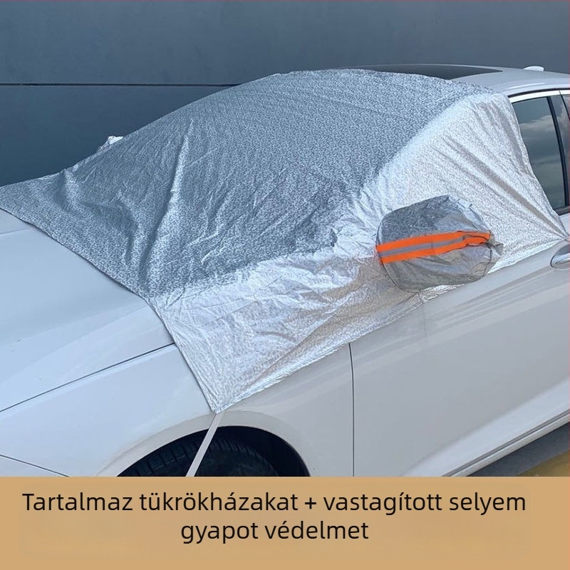 Autó első szélvédő hóvédő takaró – Angry Horse, ezüstszalag anyag, ragasztó típusú szerelés, univerzális illeszkedés, 1 kg