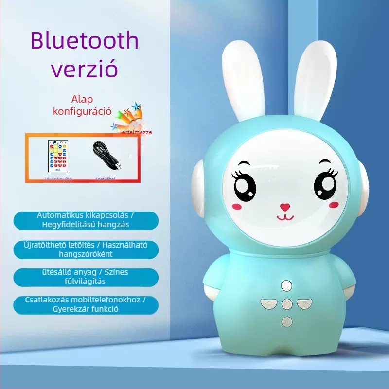 Nyuszis gyerekeknek szánt oktató történetgép — Bluetooth, távirányító, MP3 lejátszás, 8GB memória, ABS anyag