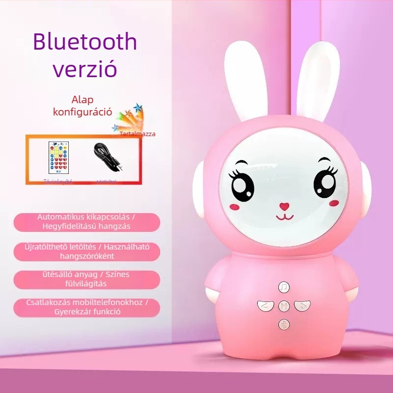 Nyuszis gyerekeknek szánt oktató történetgép — Bluetooth, távirányító, MP3 lejátszás, 8GB memória, ABS anyag