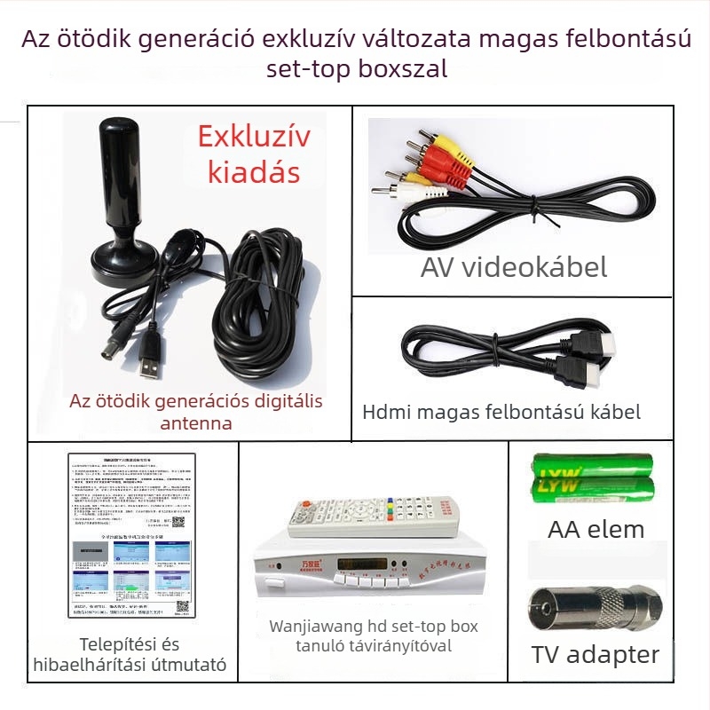 Beltéri TV-vevő – set-top box Wanjiawang chippel, 2023-as modell; logó nyomtatás: lehetséges