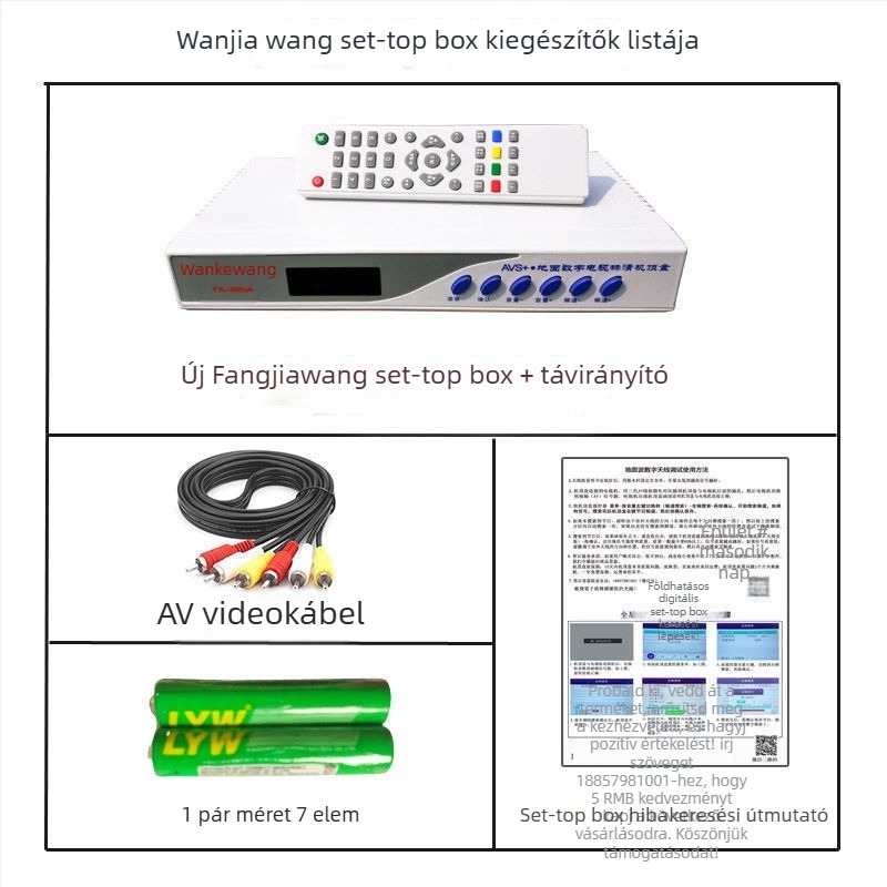 Beltéri TV-vevő – set-top box Wanjiawang chippel, 2023-as modell; logó nyomtatás: lehetséges