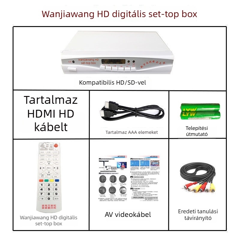 Beltéri TV-vevő – set-top box Wanjiawang chippel, 2023-as modell; logó nyomtatás: lehetséges