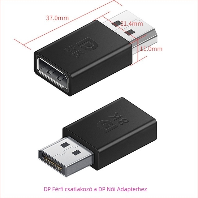 ESYNC DP–Mini DisplayPort adapter, támogatja az 8K@60Hz-t, 1×2 kimenet, alumínium ötvözet ház