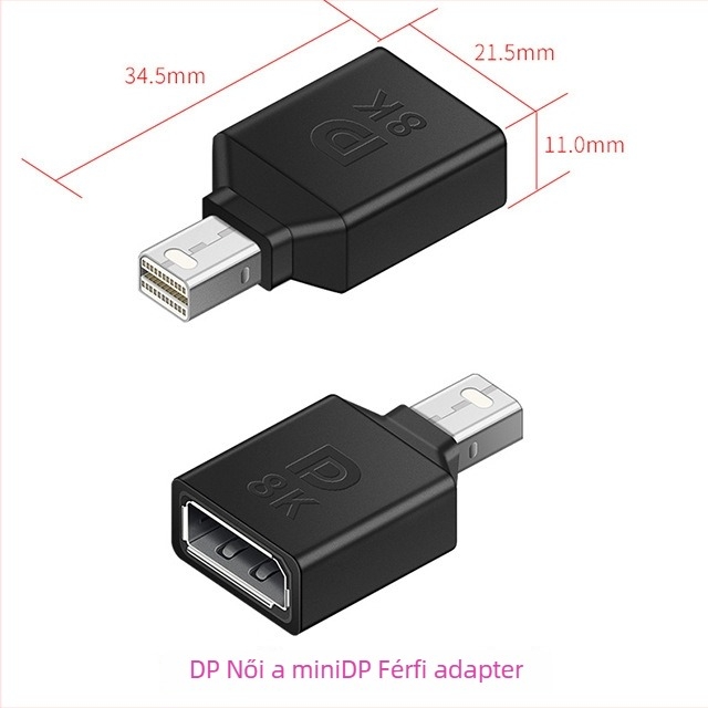 ESYNC DP–Mini DisplayPort adapter, támogatja az 8K@60Hz-t, 1×2 kimenet, alumínium ötvözet ház