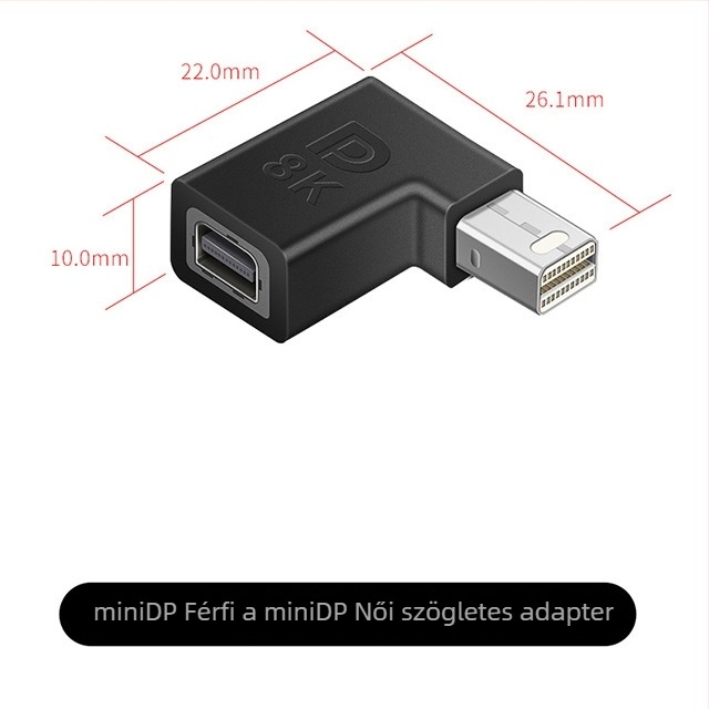 ESYNC DP–Mini DisplayPort adapter, támogatja az 8K@60Hz-t, 1×2 kimenet, alumínium ötvözet ház