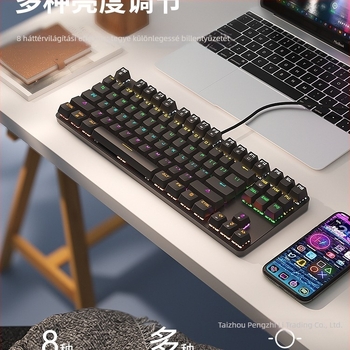 Bow hot-swappable valódi mechanikus billentyűzet barna kapcsolókkal, 87 gomb, kábelezett, laptopokhoz és asztali számítógépekhez, gaming