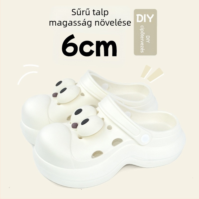 Qi Dashun Crocs-stílusú hab EVA női szandálok, légáteresztő magas sarkú, strand és kert használatra, talp 3,5 cm+